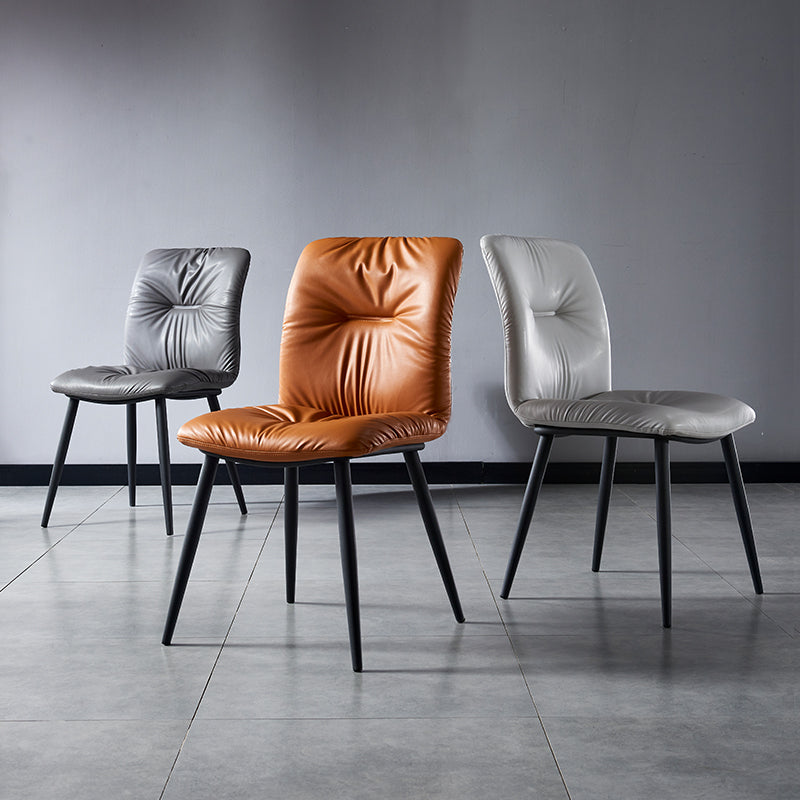 Chaise latérale d'intérieur industrielle chaise de salle à manger tapissée en métal à dossier solide