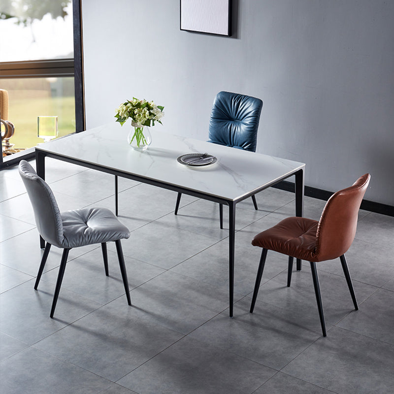 Chaise latérale d'intérieur industrielle chaise de salle à manger tapissée en métal à dossier solide