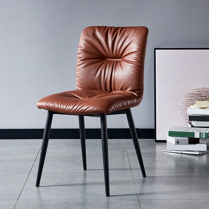 Chaise latérale d'intérieur industrielle chaise de salle à manger tapissée en métal à dossier solide