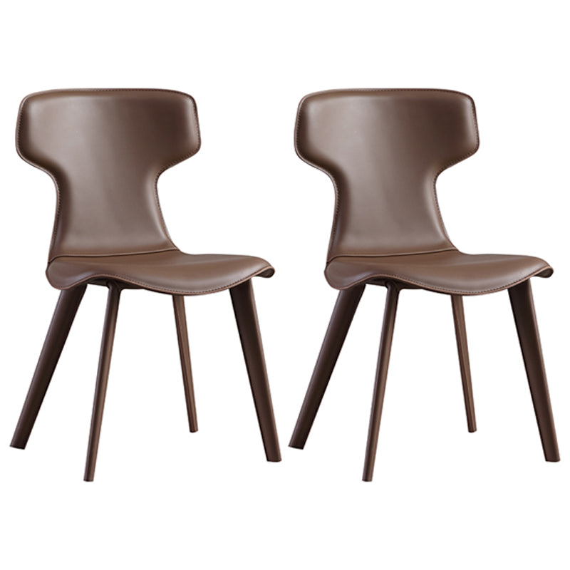 Chaises de salle à manger contemporaines en métal Chaises de salle à manger en cuir (Ensemble de 2)
