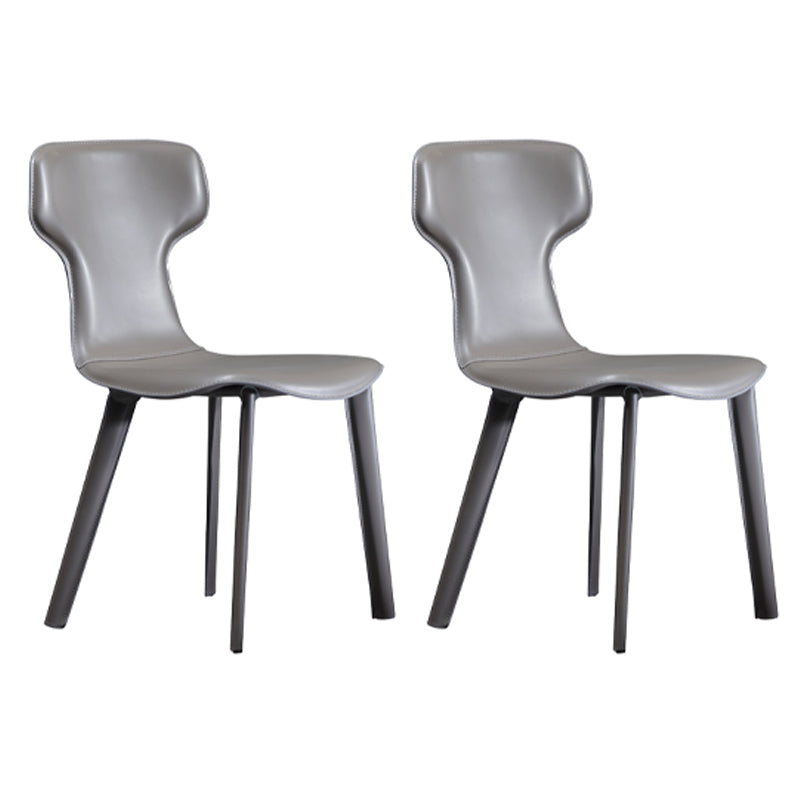 Chaises de salle à manger contemporaines en métal Chaises de salle à manger en cuir (Ensemble de 2)