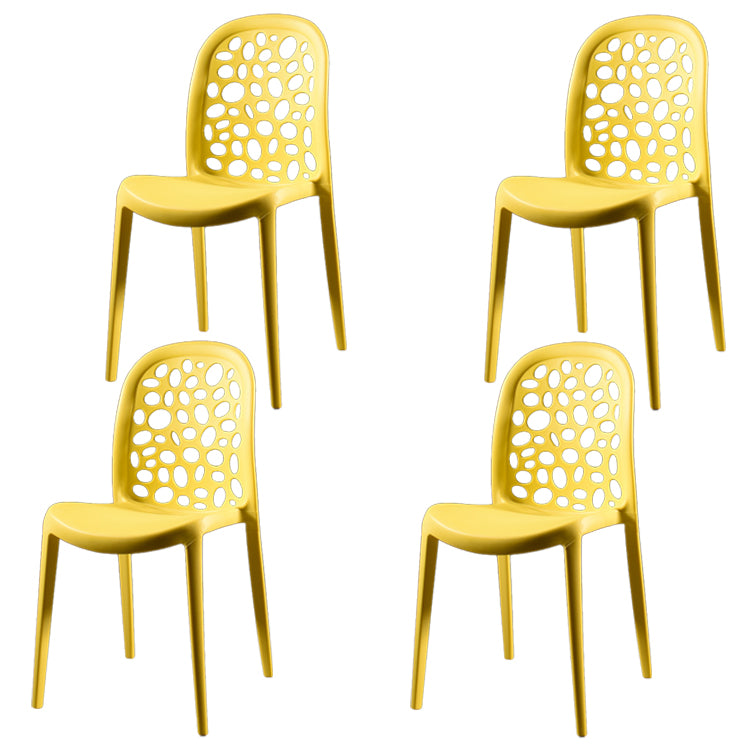 Chaise de salle à manger en plastique de style contemporain Chaise d'appoint sans accoudoirs pour cuisine (Ensemble de 4)