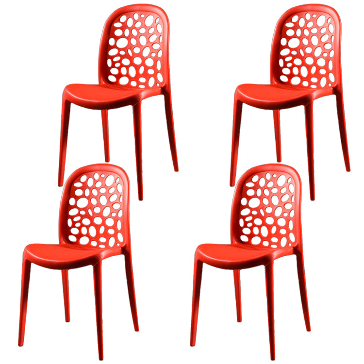 Silla de comedor de plástico de estilo moderno, silla auxiliar de comedor sin brazos para cocina (juego de 4)