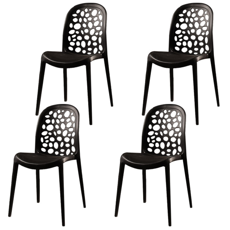 Chaise de salle à manger en plastique de style contemporain Chaise d'appoint sans accoudoirs pour cuisine (Ensemble de 4)
