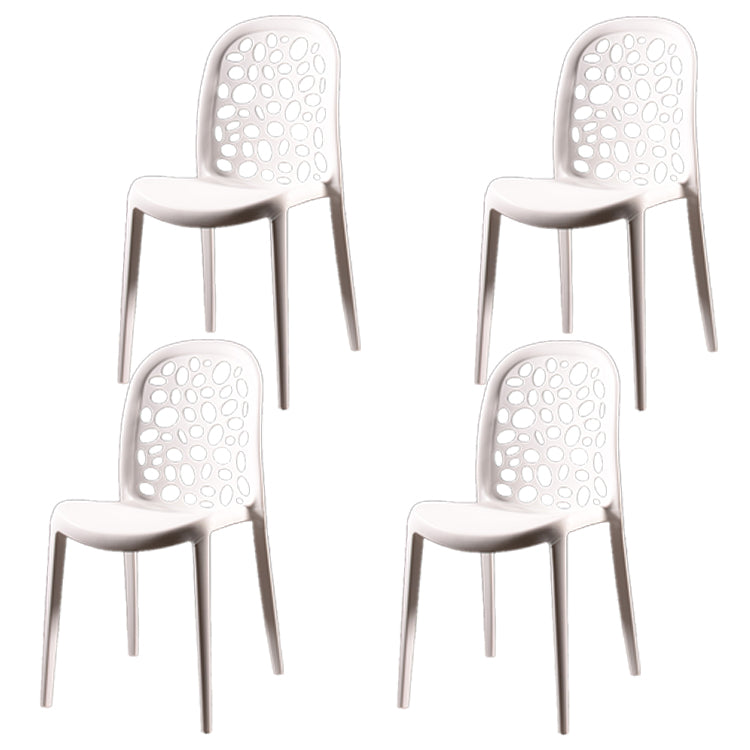 Chaise de salle à manger en plastique de style contemporain Chaise d'appoint sans accoudoirs pour cuisine (Ensemble de 4)