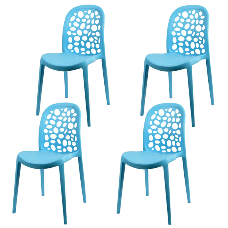 Silla de comedor de plástico de estilo moderno, silla auxiliar de comedor sin brazos para cocina (juego de 4)