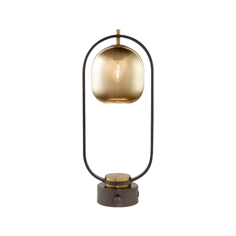Metal Oval Night Table Lamp Post-Modern 1 Light Black Nightstand Light for Living Room