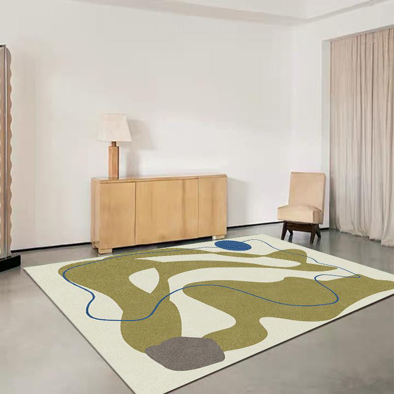 Fancy Modern Rug Plaid Pattern Polyester Area Rug Non-Slip Backing Rug for Home Decor