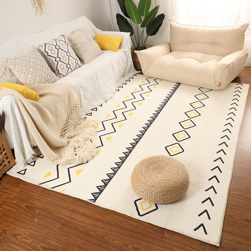 Fancy Yellow Carpet Geometric Print Polyester Area Rug Anti-Slip Area Rug for Home Decor
