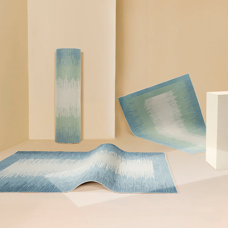 Stylish Blue Area Rug Color Block Polyester Area Carpet Anti-Slip Easy Care Rug for Living Room