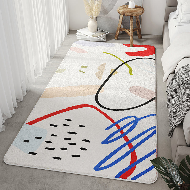 Stylish Modern Rug Contrast Color Polyester Area Rug Anti-Slip Easy Care Rug for Bedroom