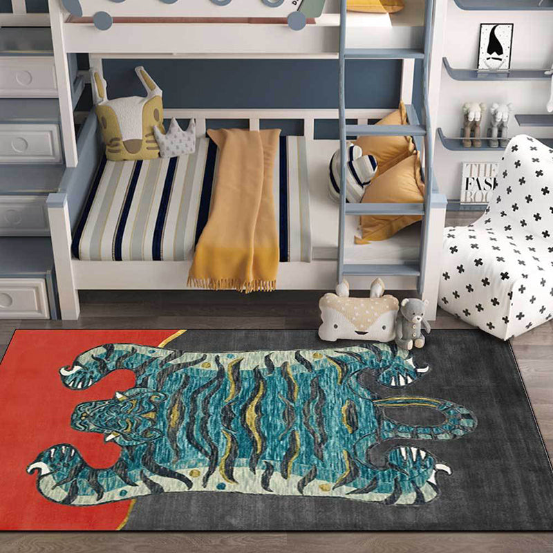 Fancy Tiger Print Rug Modern Polyester Area Rug Stain Resistant Rug for Drawing Room