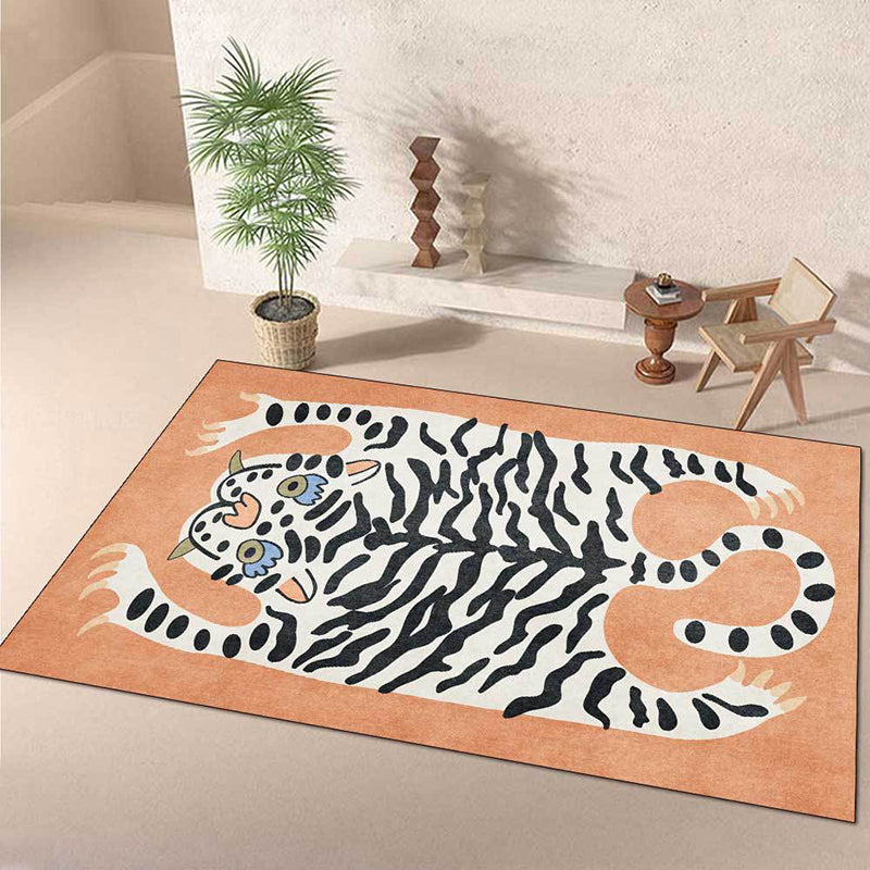 Modern Living Room Area Carpet Tiger Print Polyester Area Rug Anti-Slip Area Rug