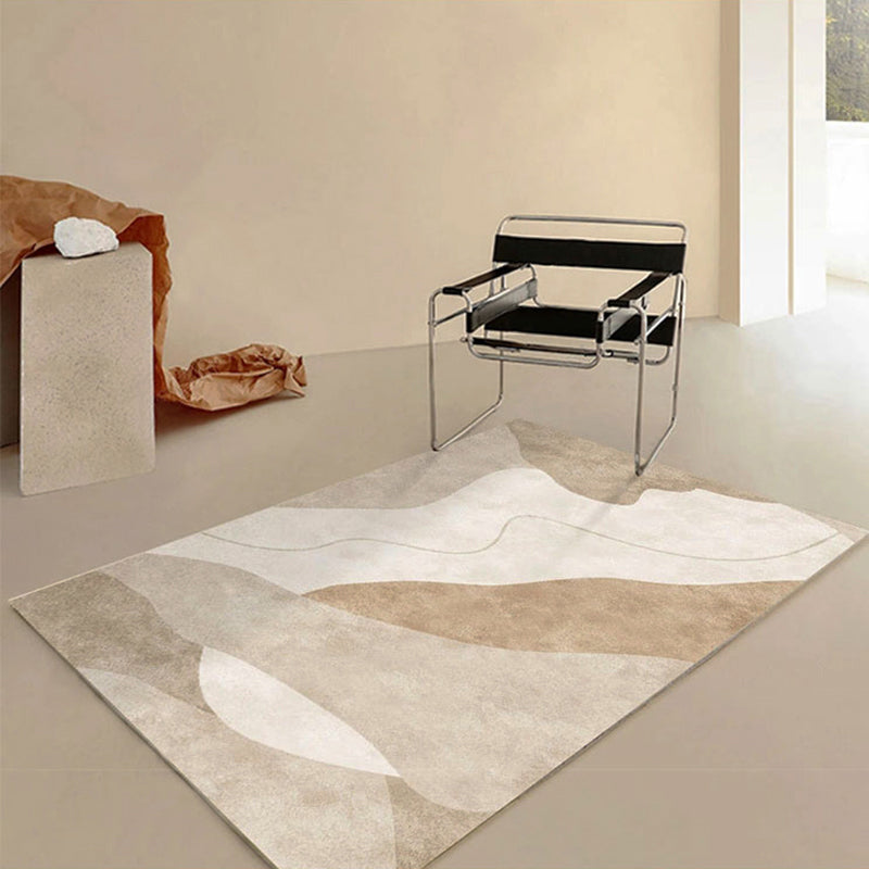Grey Modern Rug Geometric Print Polyester Area Rug Anti-Slip Washable Rug for Drawing Room