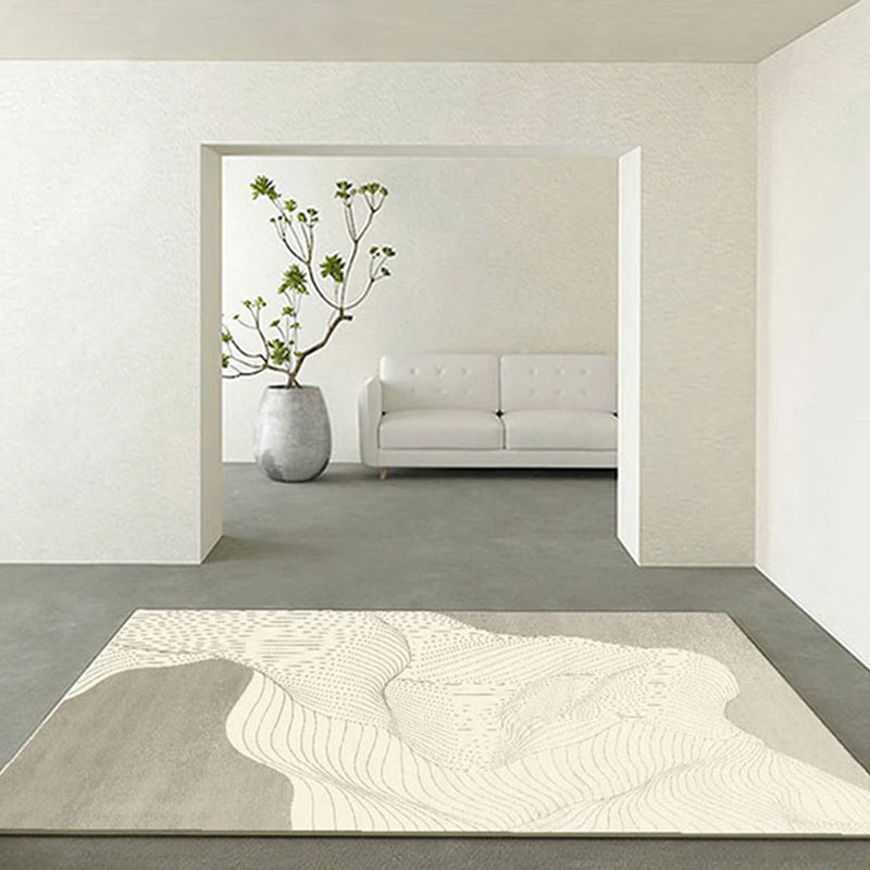 Grey Modern Rug Geometric Print Polyester Area Rug Anti-Slip Washable Rug for Drawing Room