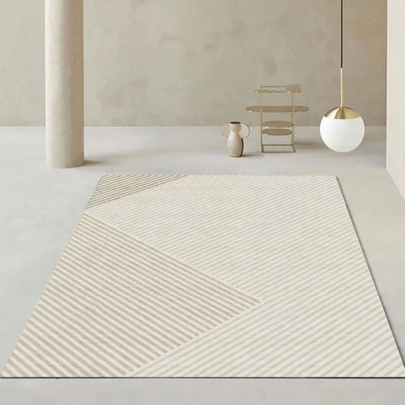 Tapis gris moderne Géométrique Imprimez en polyester tapis lavable antidérapant pour salon