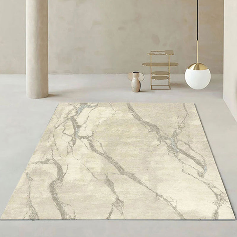 Tapis gris moderne Géométrique Imprimez en polyester tapis lavable antidérapant pour salon