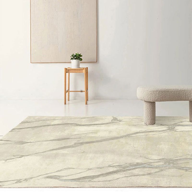 Tapis gris moderne Géométrique Imprimez en polyester tapis lavable antidérapant pour salon