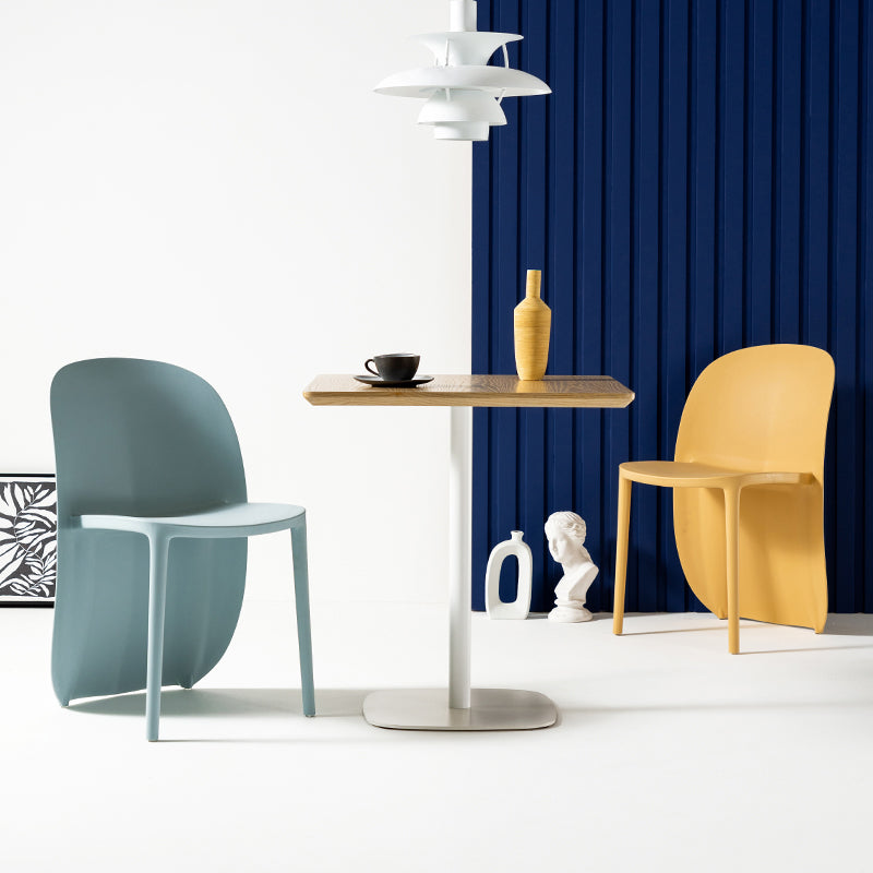 Silla de comedor de plástico de estilo nórdico, sillas laterales sin brazos para cocina (juego de 2)