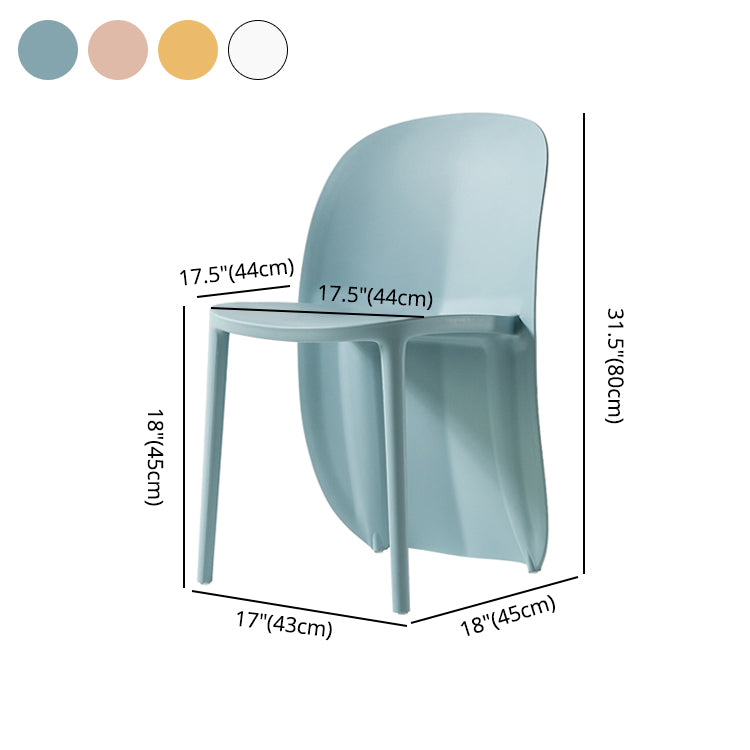 Silla de comedor de plástico de estilo nórdico, sillas laterales sin brazos para cocina (juego de 2)