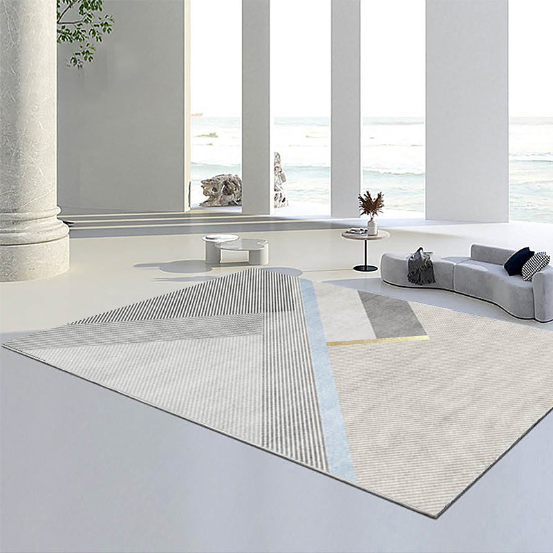 Blue Modern Area Rug Color Block Polyester Area Carpet Stain Resistant Rug for Home Decor