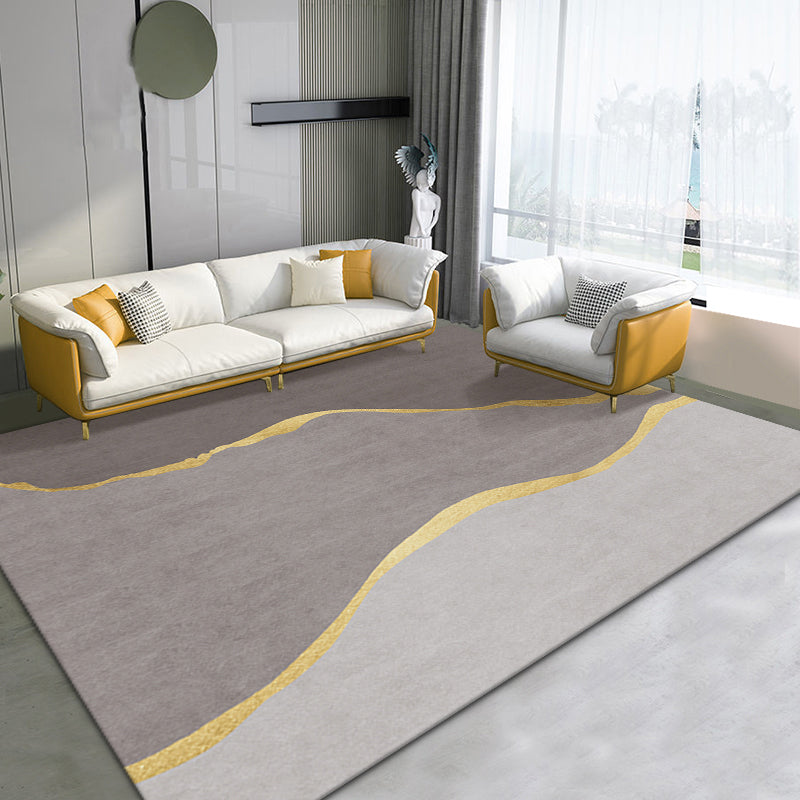 Blue Modern Area Rug Color Block Polyester Area Carpet Stain Resistant Rug for Home Decor