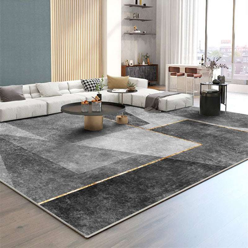 Rapis de zone moderne noir tapis lavable de couleur de couleur polyester pour décoration intérieure