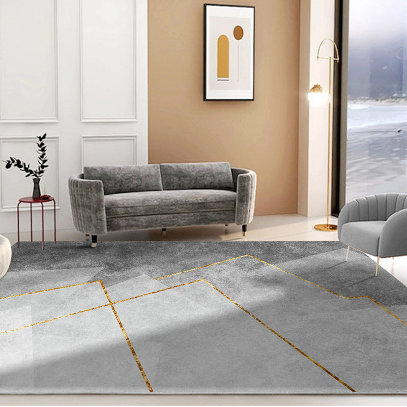 Black Modern Area Rug Polyester Color Lump Rug Washable Rug for Home Decor