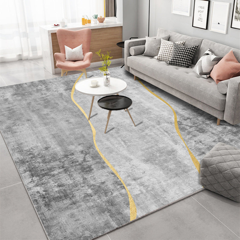 Black Modern Area Rug Polyester Color Lump Rug Washable Rug for Home Decor