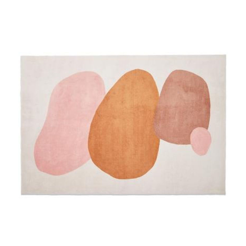 Blue Nordic Rug Polyester Color Lump Rug Non-Slip Backing Rug for Home Decor