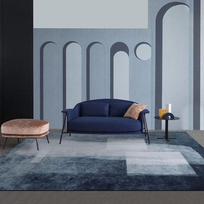 Navy Modern Rug Blending Graphic Rug Non-Slip Backing Rug for Living Room