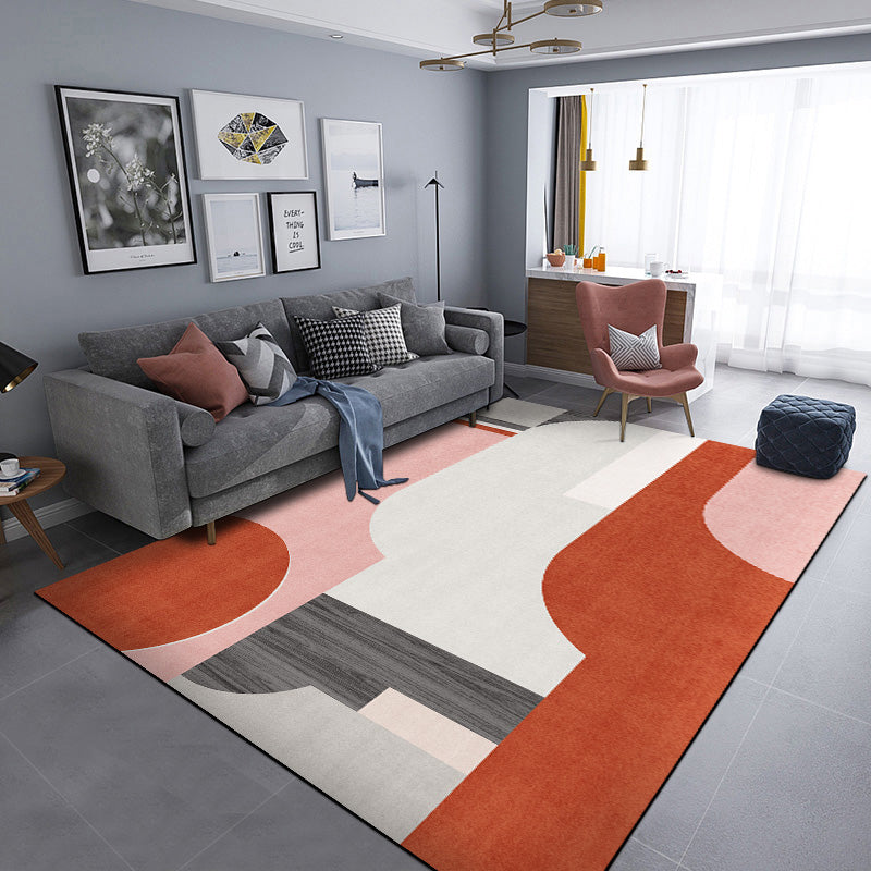 Navy Modern Rug Blending Graphic Rug Non-Slip Backing Rug for Living Room