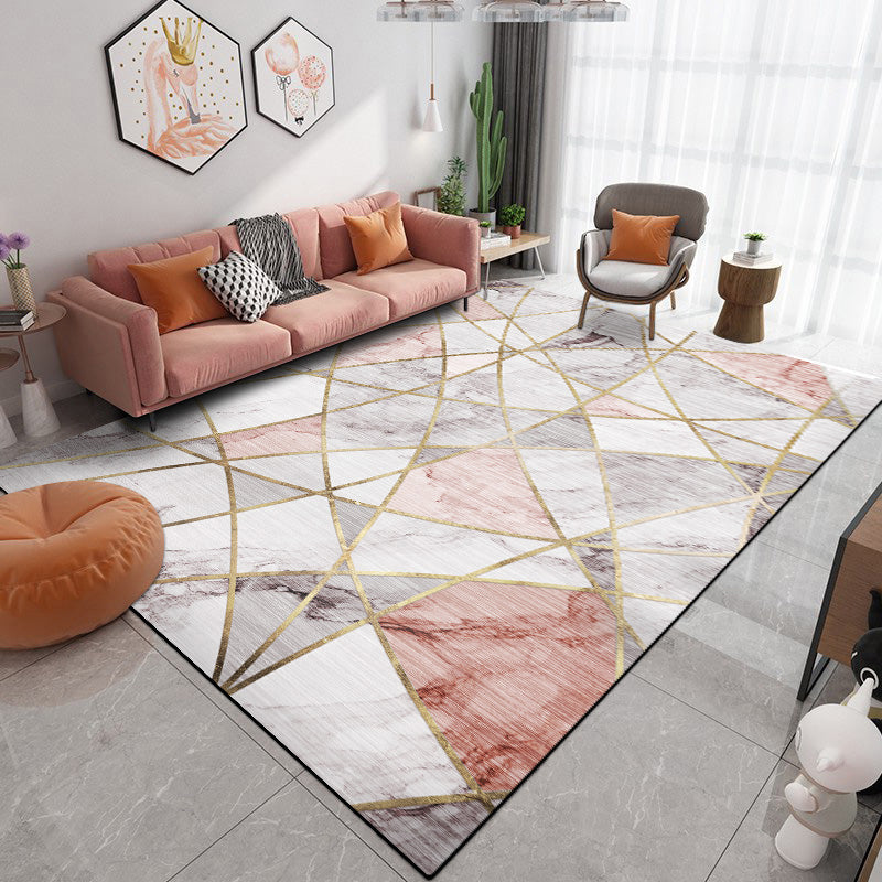 Navy Modern Rug Blending Graphic Rug Non-Slip Backing Rug for Living Room
