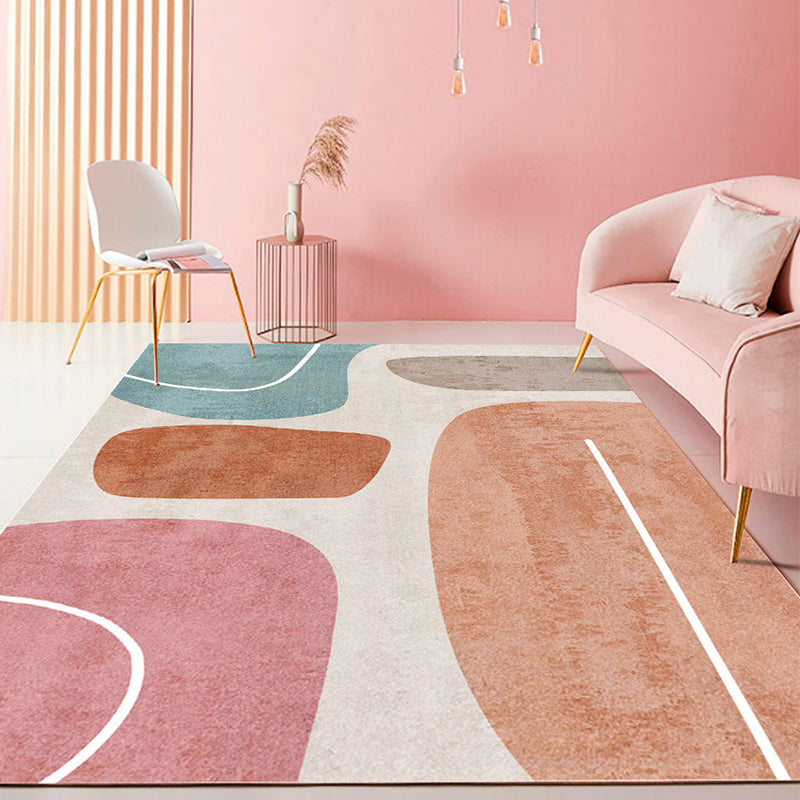 Tapis de couleur orange nordique frais tapis de support sans glissement pour le salon