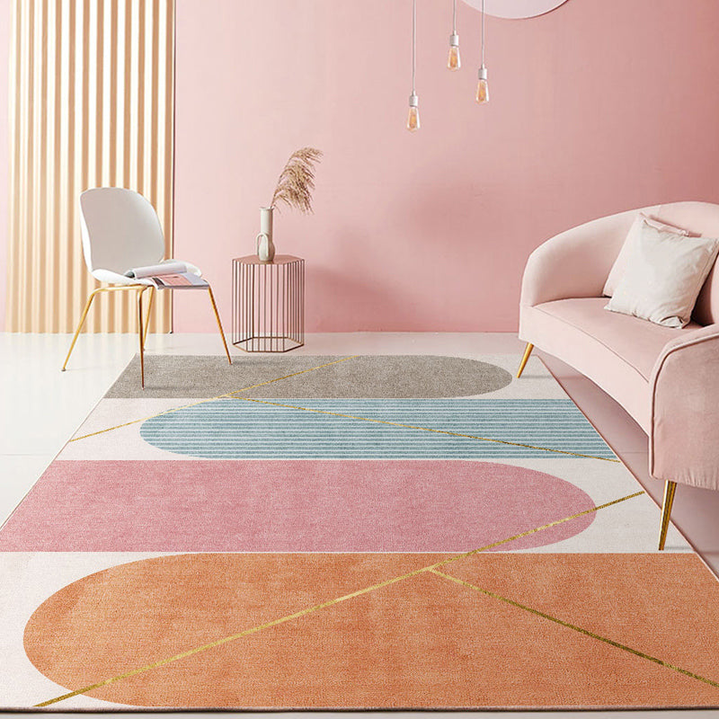 Tapis de couleur orange nordique frais tapis de support sans glissement pour le salon