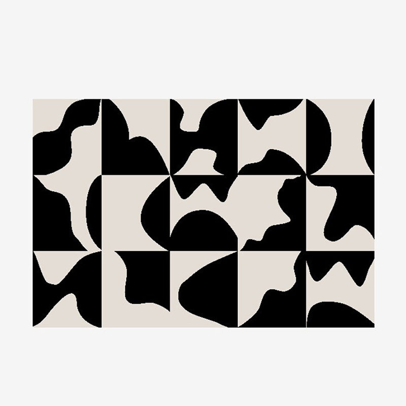 Tapis de tapis de couleur noire Polyester Tapis lavable pour tapis lavable pour décoration intérieure