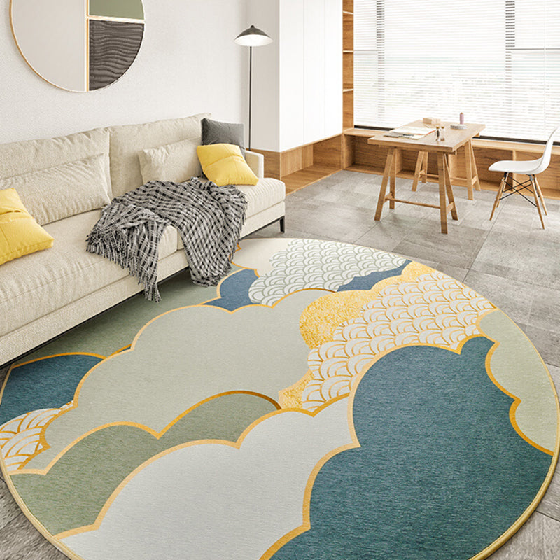 Alfombra verde de la alfombra moderna nubes de poliéster alfombra sin deslizamiento alfombra para sala de estar