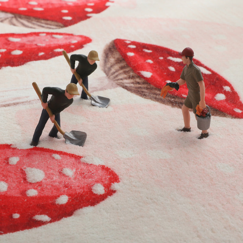 Red Modern Indoor Rug Blending Mushroom Area Rug Washable Rug for Home Decor