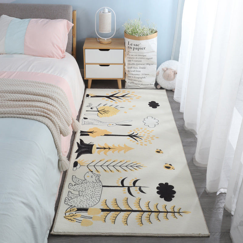 Red Modern Indoor Rug Blending Mushroom Area Rug Washable Rug for Home Decor