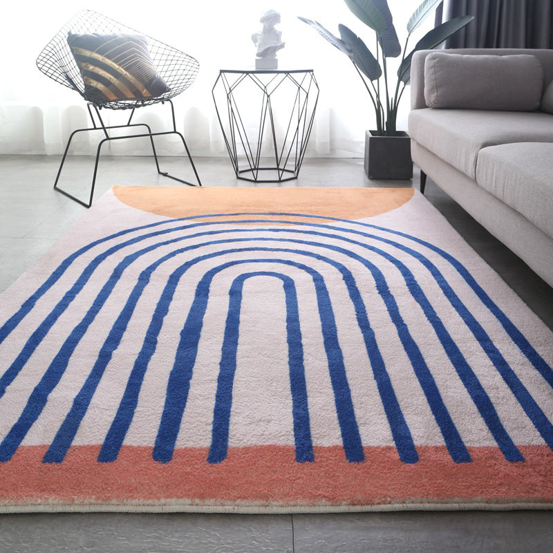 Tapis de couleur rose clair Polyester tapis nordique Tapis résistant aux taches pour la décoration intérieure