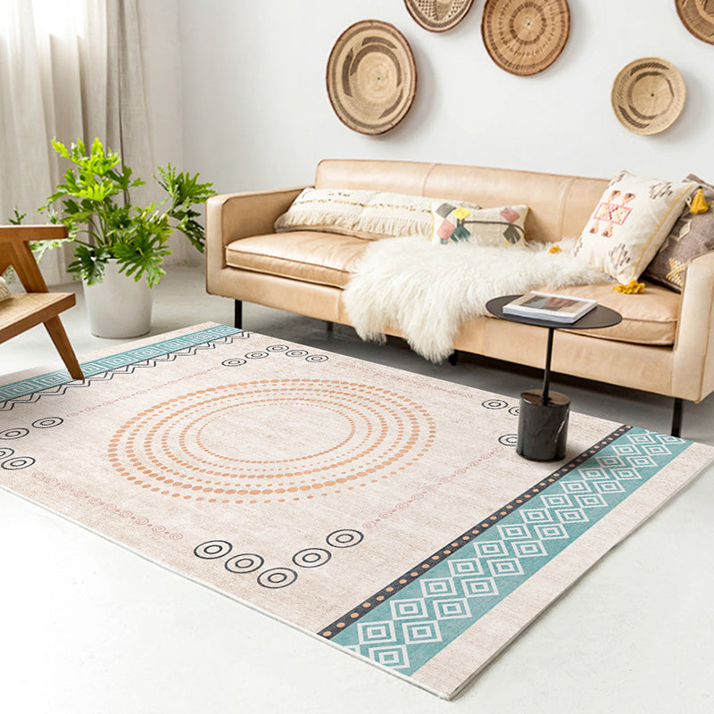 Tapis graphique en polyester nordique bleu clair tapis lavable pour la décoration de la maison