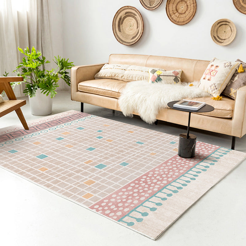 Tapis graphique en polyester nordique bleu clair tapis lavable pour la décoration de la maison