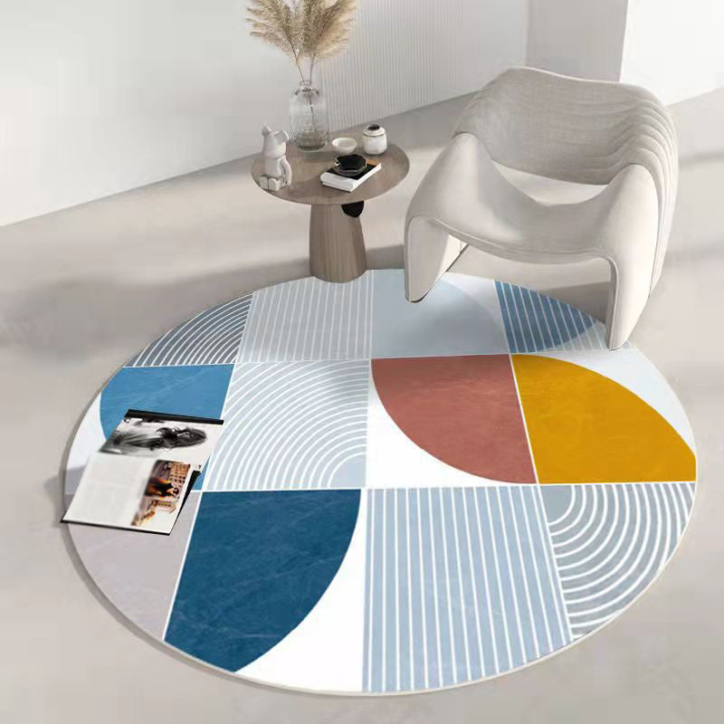Brown Nordic Rug Polyester Color Lump Rug Washable Area Rug for Home Decor