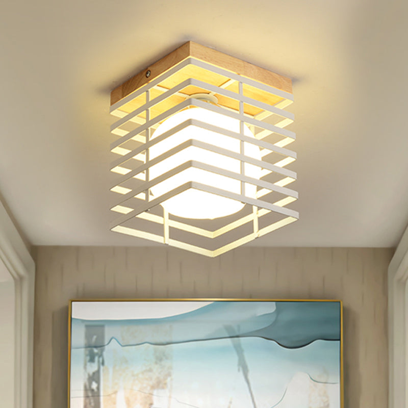 Zwart/Wit Vierkante Flush Mount Hanger Fixture Metaal Eenvoudige 1 Licht Plafond Mount Light Fixture voor Corridor