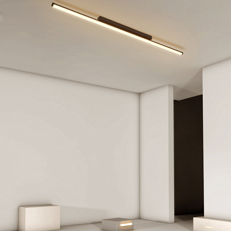 Acrylic Black LED Ceiling Light in Modern Minimalist Style Aluminium Linear Flush Mount