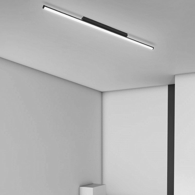 Acrylic Black LED Ceiling Light in Modern Minimalist Style Aluminium Linear Flush Mount