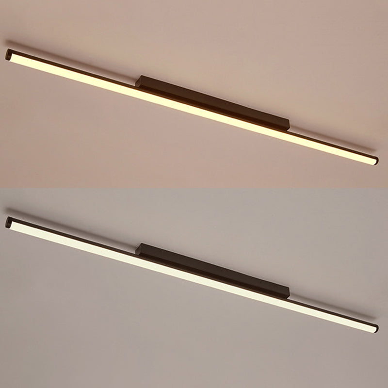 Acrylic Black LED Ceiling Light in Modern Minimalist Style Aluminium Linear Flush Mount