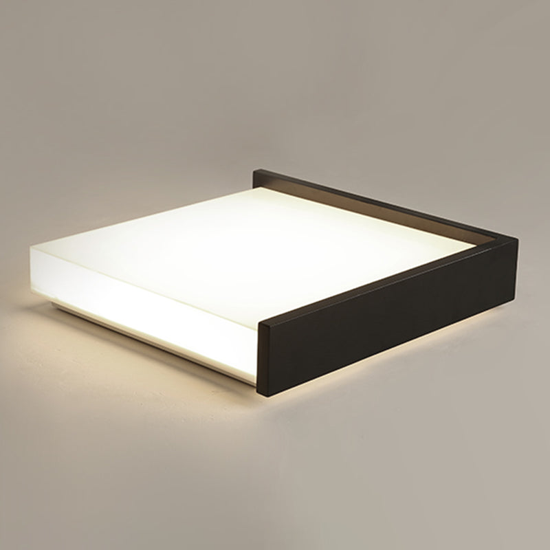 Plafonnier LED noir en acrylique, plafonnier carré en fer forgé de simplicité moderne pour chambre à coucher