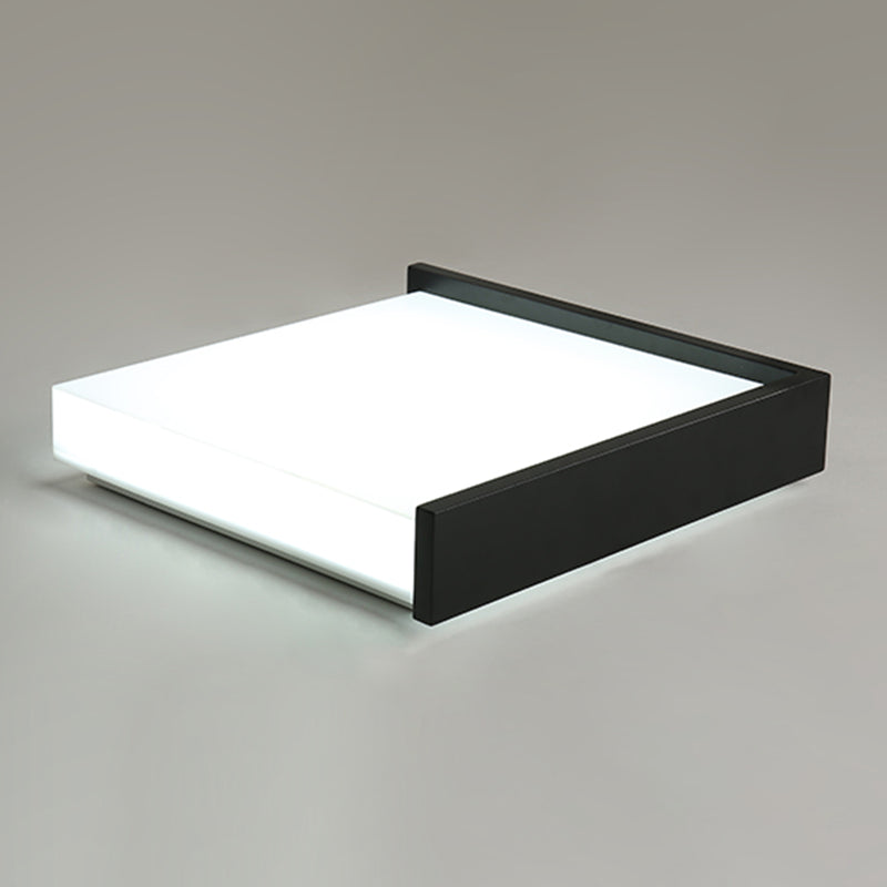 Plafonnier LED noir en acrylique, plafonnier carré en fer forgé de simplicité moderne pour chambre à coucher