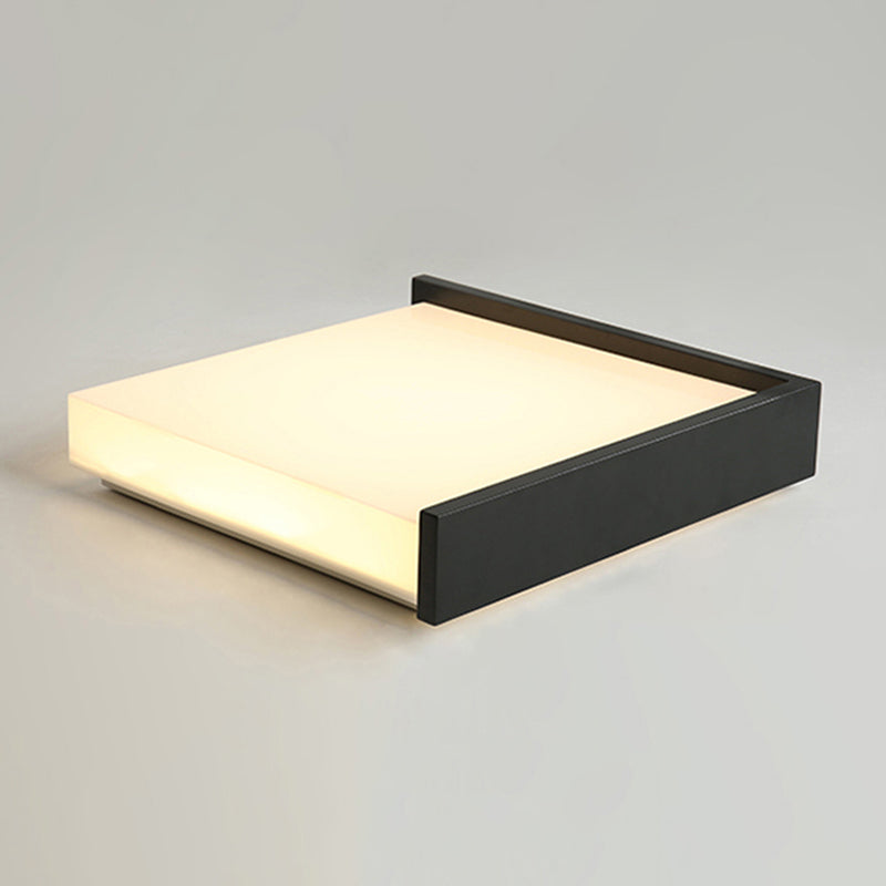 Plafonnier LED noir en acrylique, plafonnier carré en fer forgé de simplicité moderne pour chambre à coucher